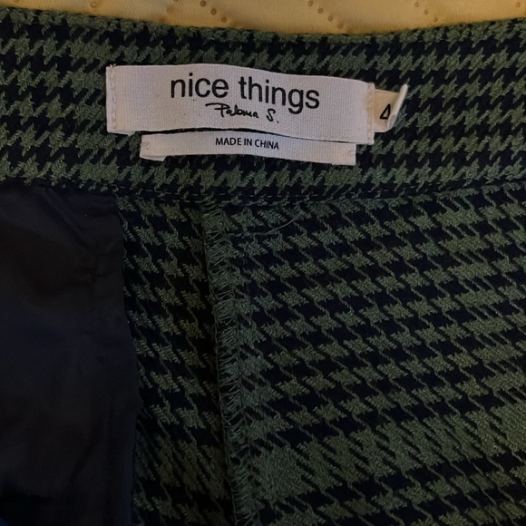 Anthropologie Nice Things, green/navy houndstooth slacks pants 10, 42, Med nwot - Picture 8 of 11